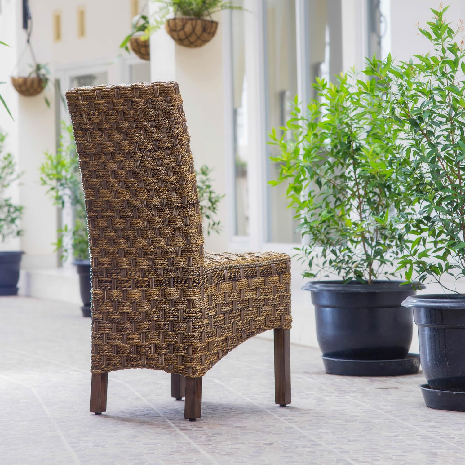 International Caravan Furniture Piece Manila Abaca/Rattan Wicker Dining Chair (Set Of 2)
