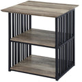 Acme Zudora Wooden Nightstand with Shelves in Antique Oak and Black