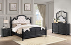 Coaster Home Furnishings Celina Traditional 4-Piece Bedroom Set Fabric Upholstered Queen Size Four-Poster Bed Frame 67-inch Headboard Black 224761Q-S4