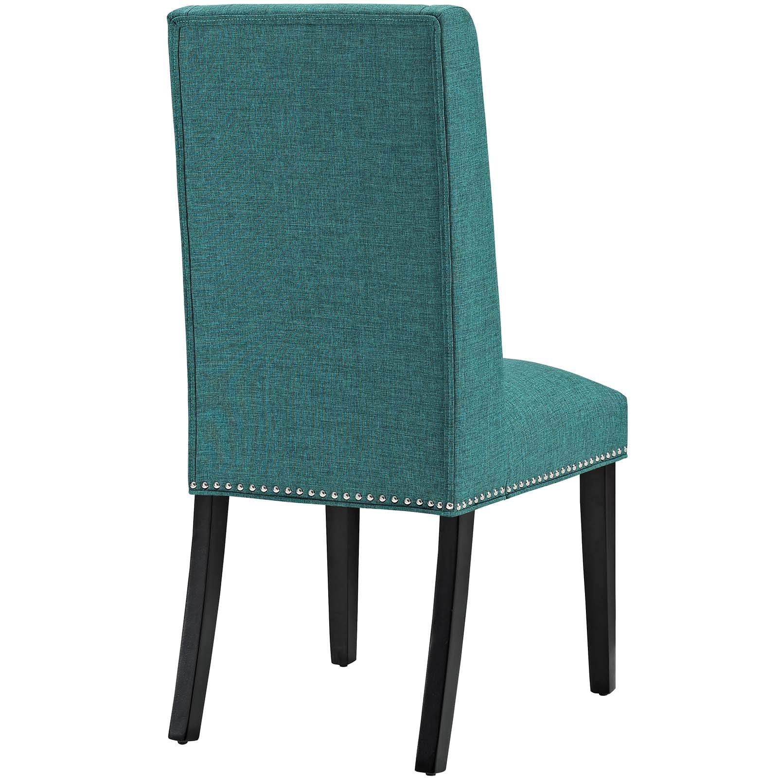 Modway Baron Modern Tall Back Wood Upholstered Fabric Four Dining Chairs In Teal