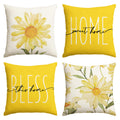 Avoin Colorlife Home Sweet Home Spring Summer Flowers Yellow Throw Pillow Covers, 20 X 20 Inch Cushion Case For Sofa Couch Set O