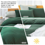 Dreaming Wapiti Duvet Cover King,Washed Microfiber King Size Dark Green Duvet Cover Set,Solid Color - Soft And Breathable With Z