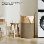 Nunsino 75L Laundry Hamper Basket,Baby Nursery Woven Storage Basket For Toys Bin,Pillows,Blankets,Clothes,Dark&Brown