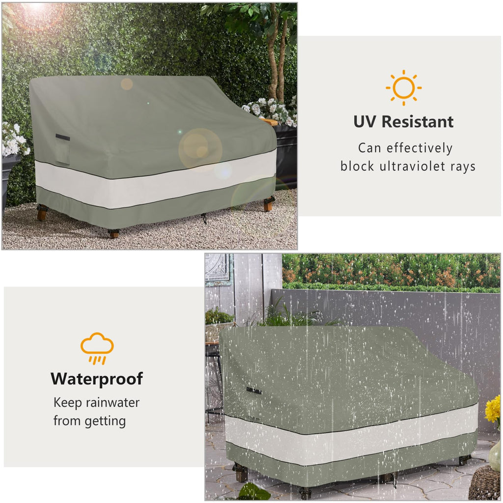 Aacabo Outdoor Sofa Cover,Patio Loveseat Cover,3-Seater Bench Cover,Waterproof Heavy Duty Patio Furniture Covers,85'W X 38'D X 35'H Inches Grey Green