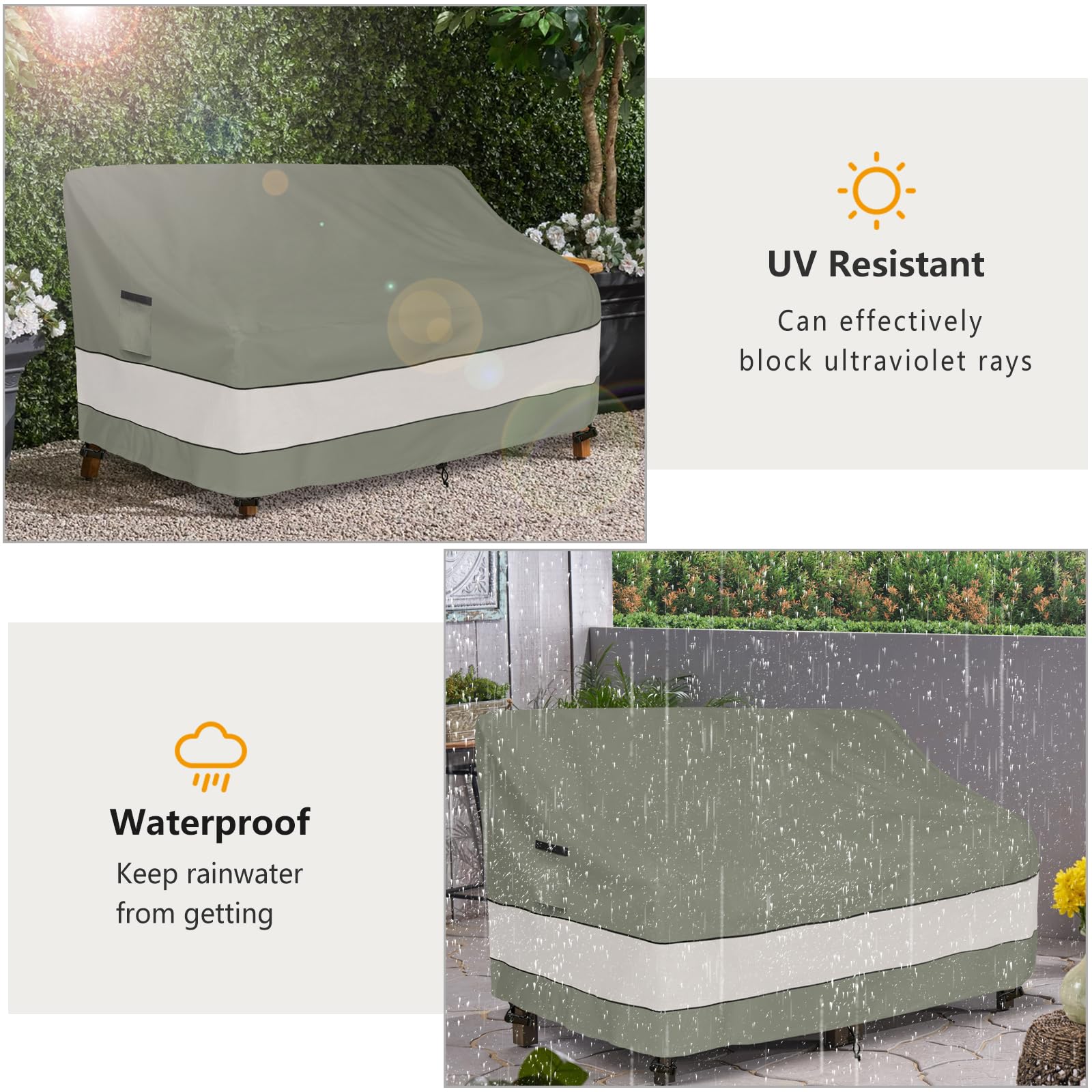Outdoor Sofa Cover,Patio Loveseat Cover,2-Seater Sofa Cover,Waterproof Heavy Duty Patio Furniture Covers,58W X 32.5D X 31H Inches