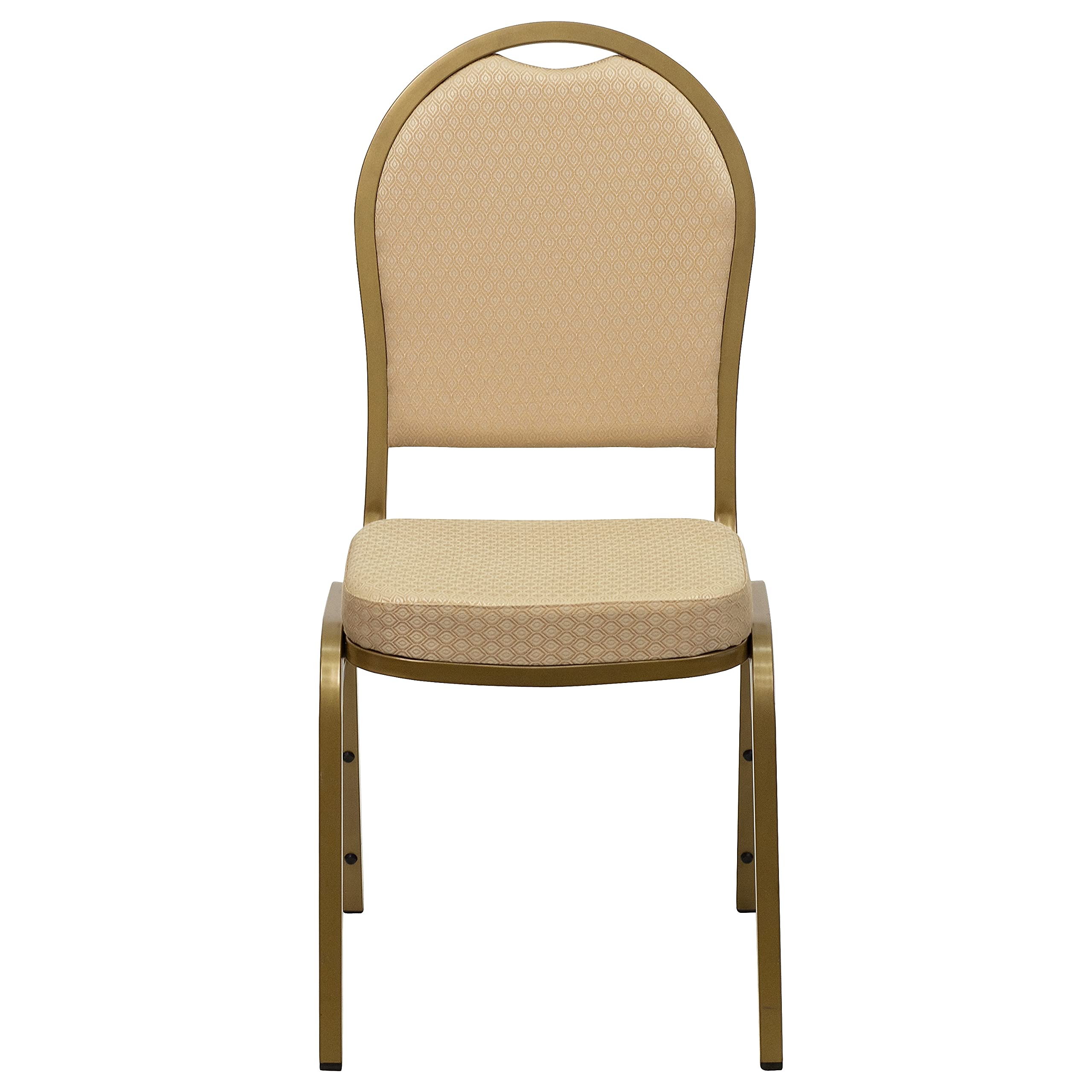 Flash Furniture 03AGH20124E Series Dome Back Stacking Chair, Patterned Beige, 2.5 Seat, Gold,