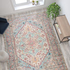 Flash Furniture Katherine Vintage Medallion Area Rug - 8' X 10' - Blue Multi Polyester