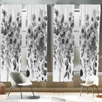 Ambesonne Grey Window Curtains Pack Of 2, Modern Illustration Of Futurist Design Leafy Floral Scene Monochrome Style, Lightweight Set & Rod Pocket, 4 Panels Of - 28' X 95', Pearl Charcoal Grey
