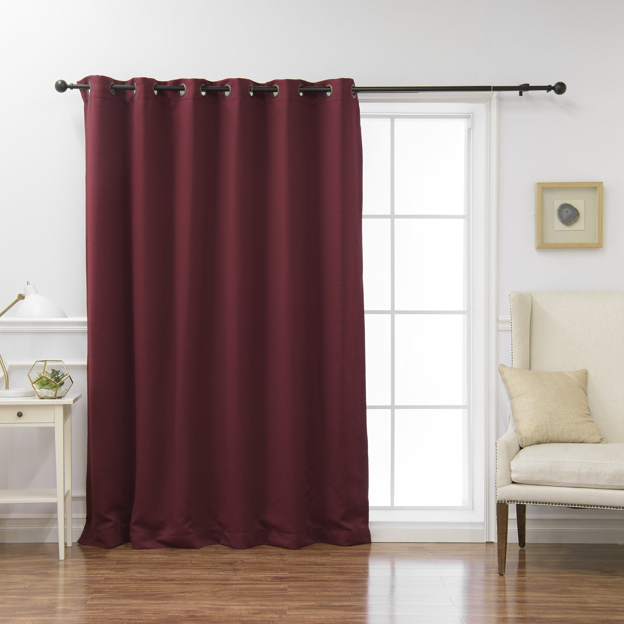 Best Home Fashion Wide Width Thermal Insulated Blackout Curtain - Antique Bronze Grommet Top - Burgundy - 80 W x 96 L - (1 Panel