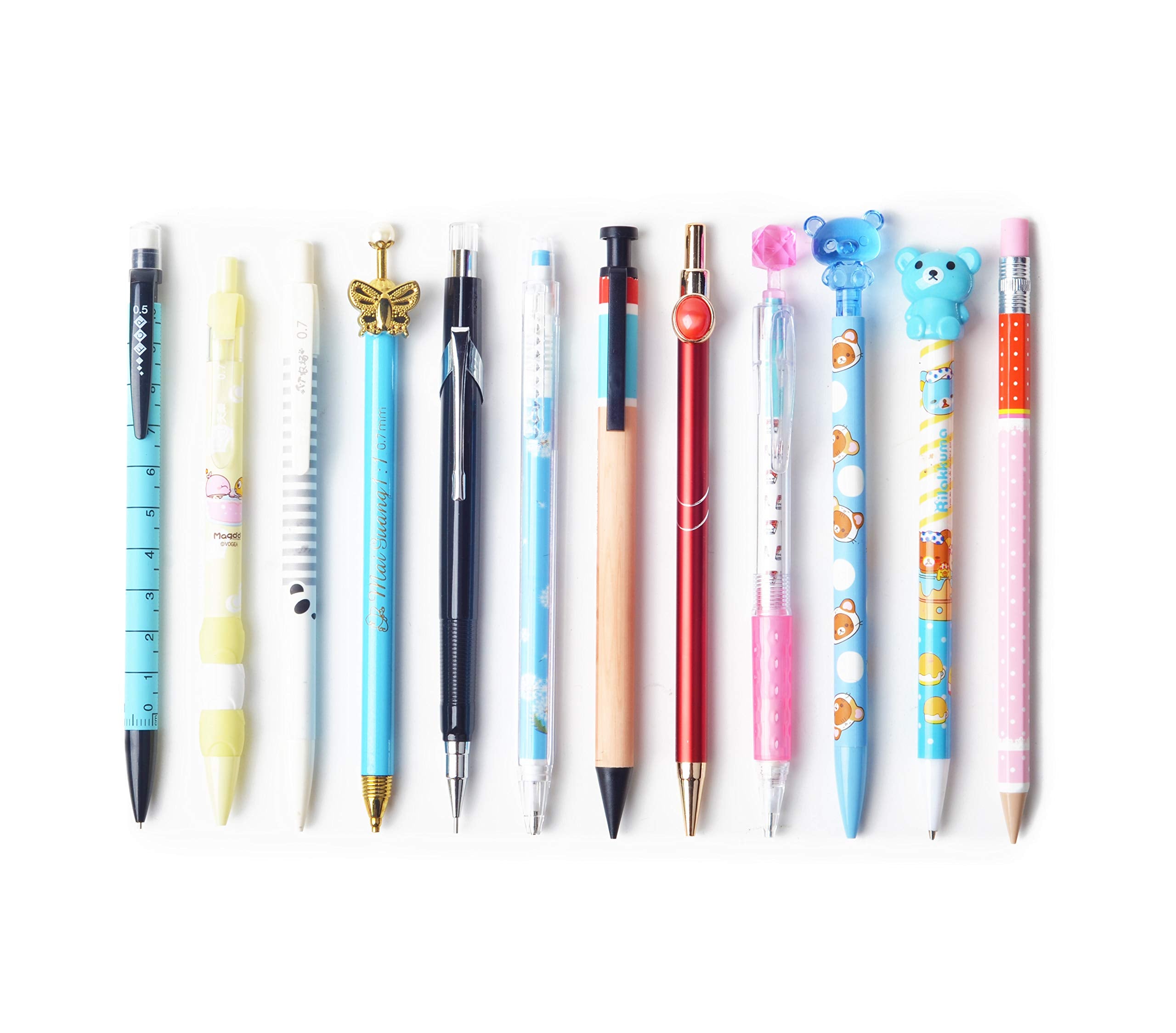 Skkstationery 12 Pcs Mechanical Pencils Set 0.7Mm Or 0.5Mm Medium Point, Cute Cartoon Favor, 12 Different Design Assorted For Sc