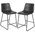 Flash Furniture Modern Chair 24" Commercial Grade LeatherSoft Counter Height Barstools - Gray, Set of 2