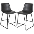 Flash Furniture Modern Chair 24 Commercial Grade LeatherSoft Counter Height Barstools - Gray, Set of 2
