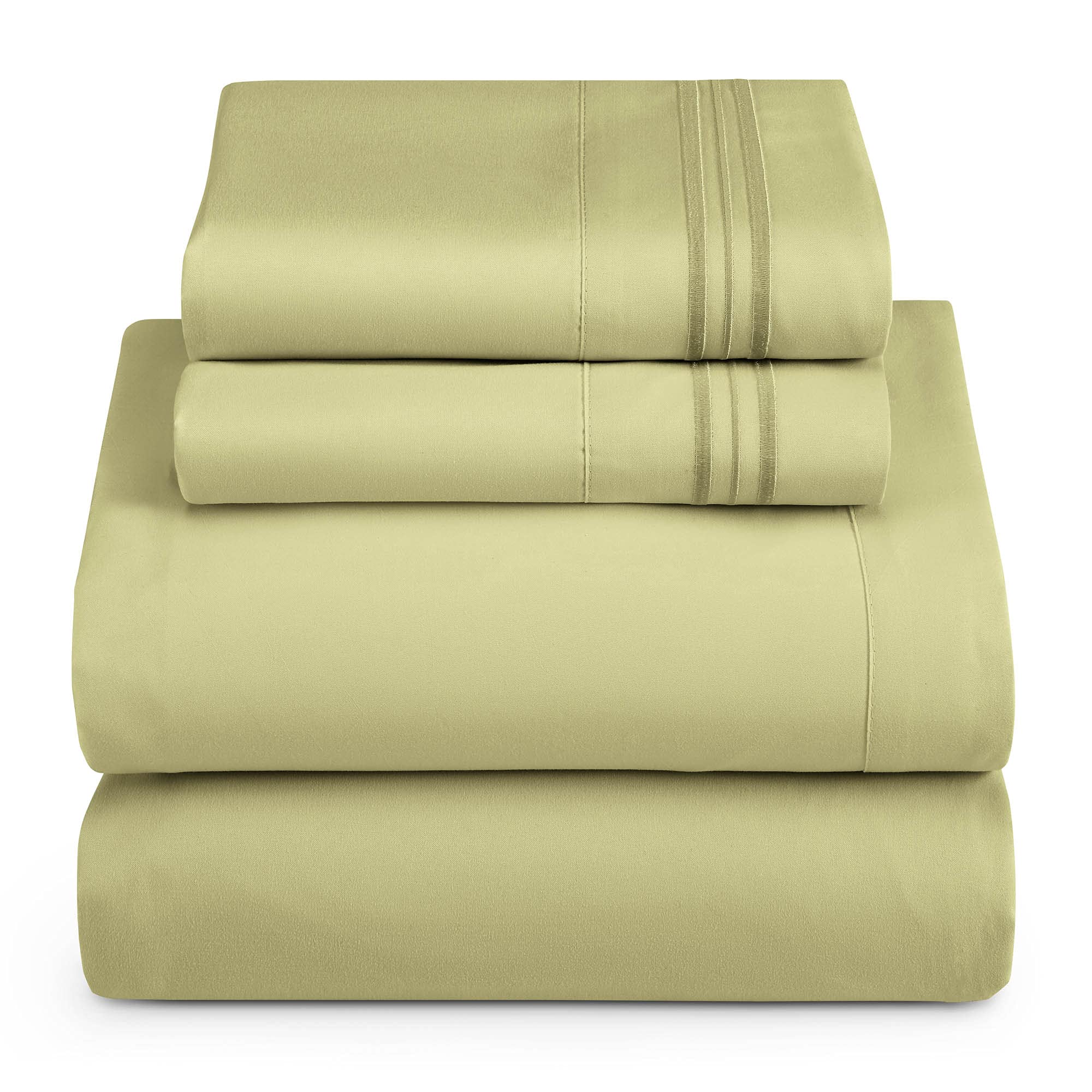 Hearth & Harbor Cal King Size Sheets - 4 Piece Bed Sheet Set, Hotel Luxury Double Brushed Bed Sheets - Extra Soft Bedding Sheets & Pillowcases, California King, Sage
