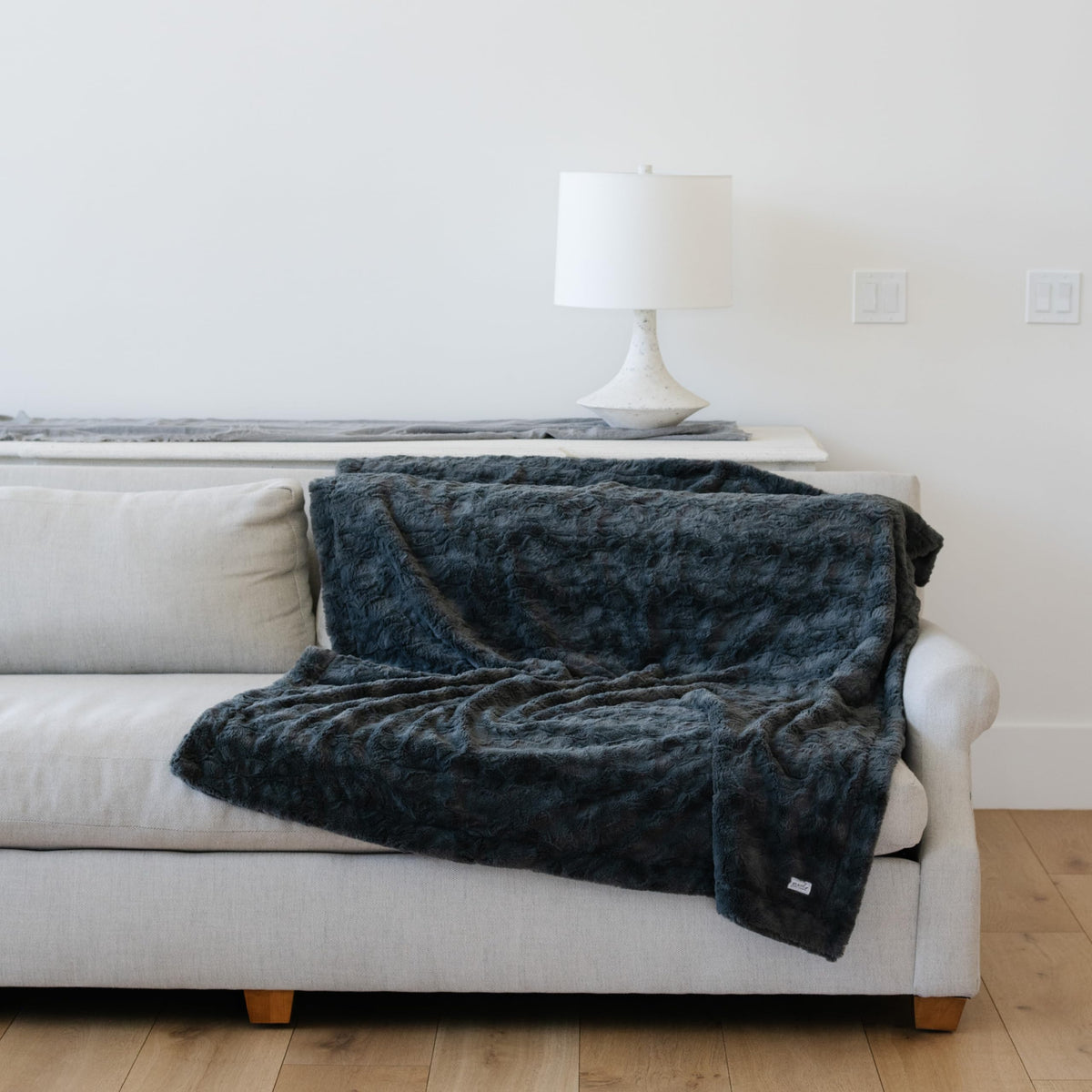 Graced Soft Luxuries Charcoal Faux Fur Throw Blanket | Ultra Soft & Fluffy 50X60 Inches | Cozy, Thick & Warm | Perfect For Bed,