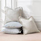 Miulee Pack Of 2 Gray Pillow Covers 18X18 Inch Striped Farmhouse Couch Throw Pillow Covers With Fringe Chic Linen Decorative Cushion Covers For Sofa Living Room Bed Home Decor