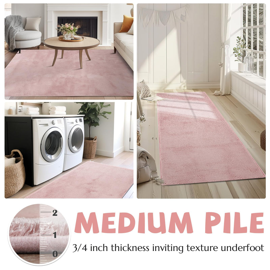 Jinchan Solid Plush Runner Rug 2X5 Performance Shaggy Rug Washable Rug Hallway Rug Soft Rug Modern Faux Faux Wool Rug Cozy Non S