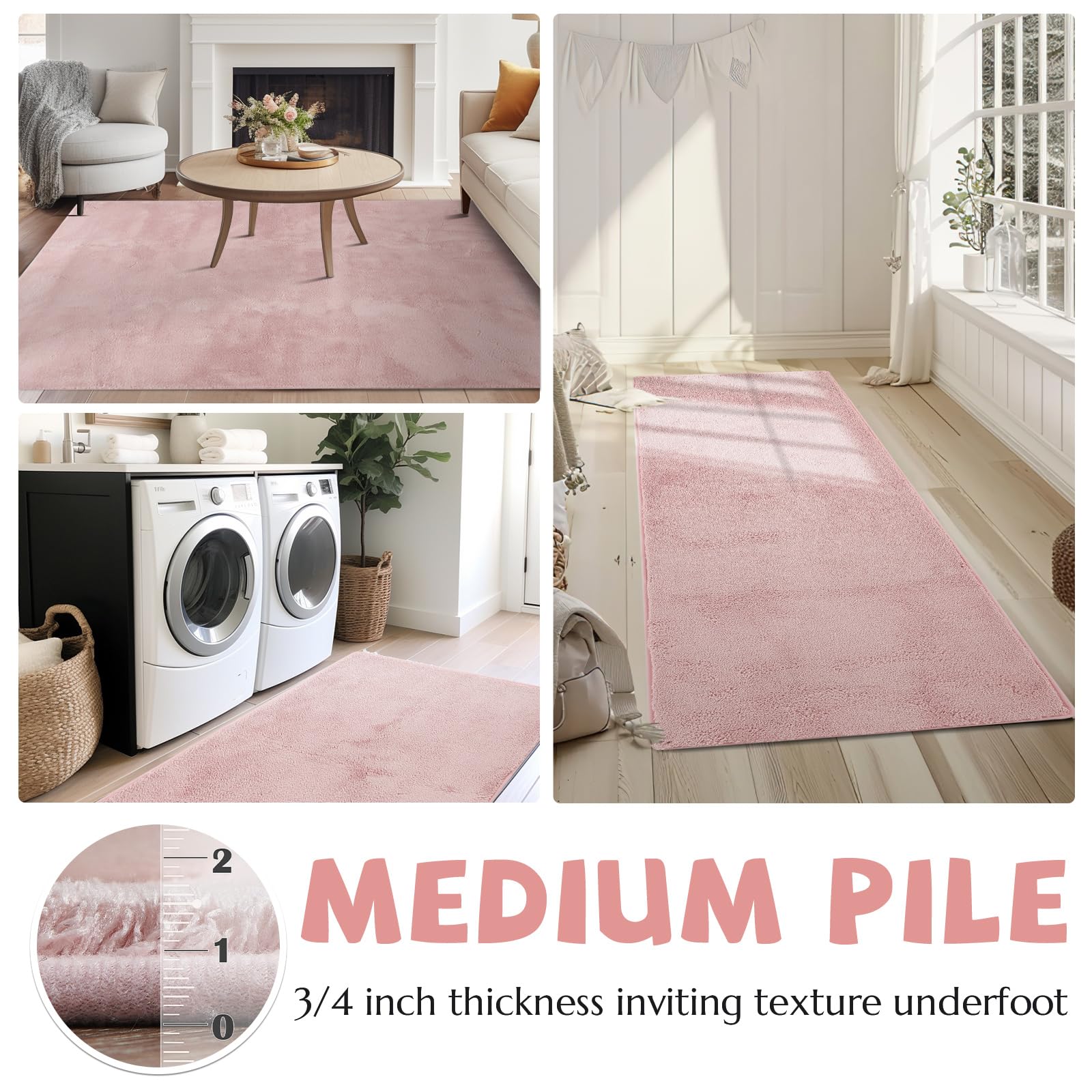 Jinchan Solid Plush Runner Rug 2X5 Performance Shaggy Rug Washable Rug Hallway Rug Soft Rug Modern Faux Faux Wool Rug Cozy Non S