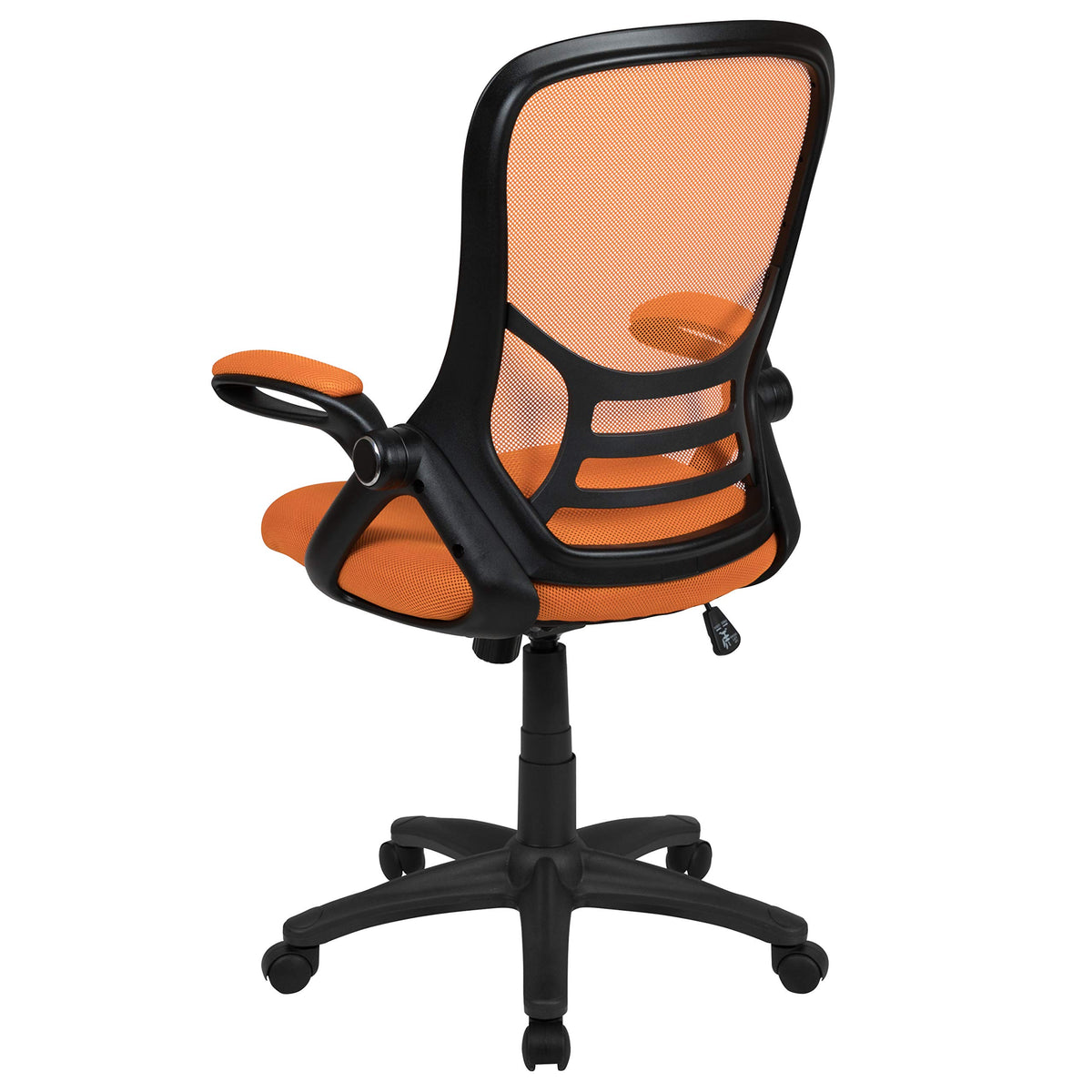 Flash Furniture Porter Mesh High Back Ergonomic Swivel Office Chair with Lumbar Support, Flip-Up Arms, Tilt Lock/Tilt Tension, Height Adjustable, Black/Black Frame