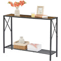 Tajsoon Console Table, 2-Tier Industrial Entryway Table, 41.8”L Narrow Sofa Table With Shelves, Entrance Table For Entryway, Hallway, Living Room, Foyer, Corridor, Office, Rustic Brown