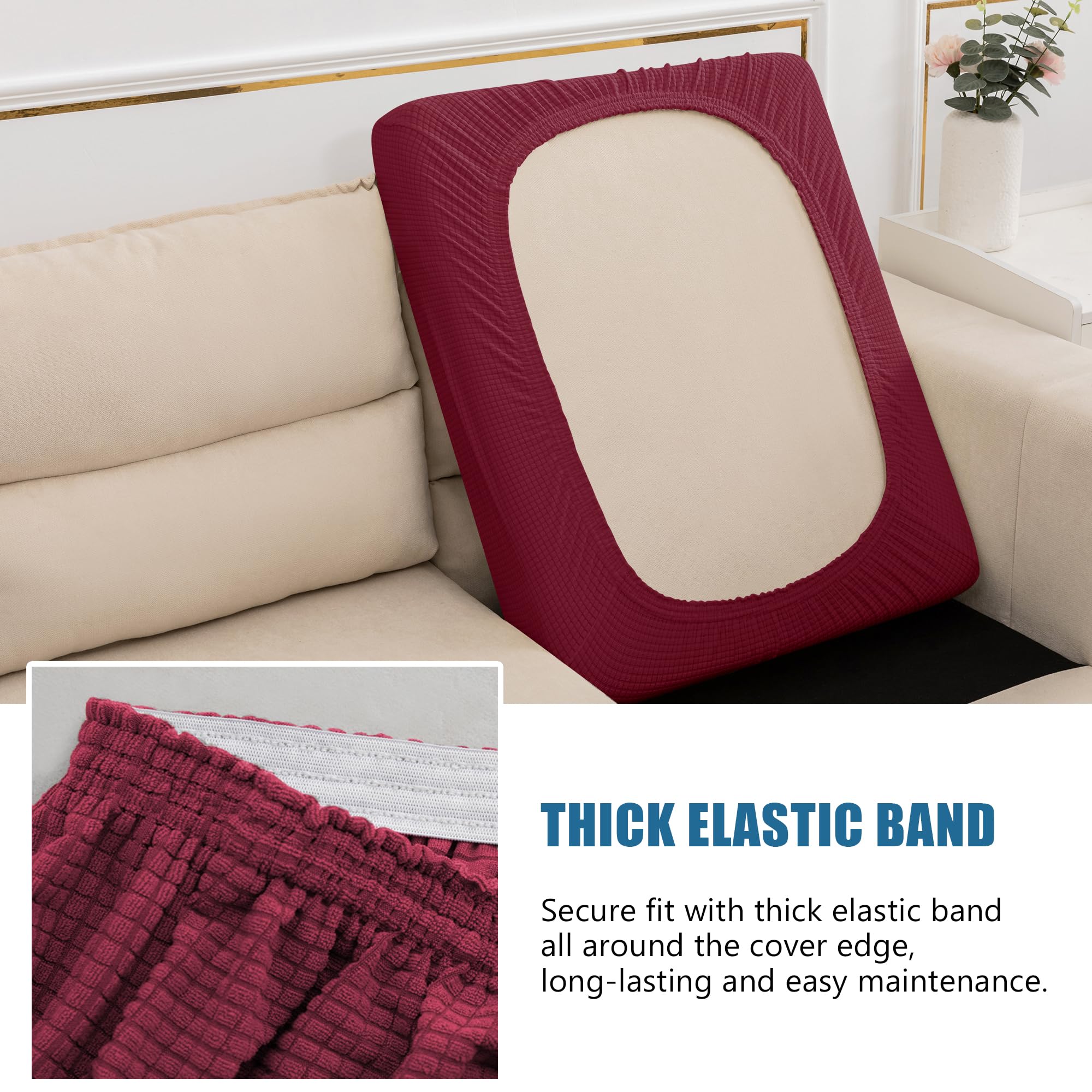 Nc Home Water Resistant Sofa Cushion Slipcovers, Stretch Sofa Seat Cushion Covers Replacement Furniture Protector, Washable Chri