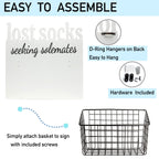Eva Murmure Lost Socks Rustic Wooden Laundry Sign Wall Decor With Attached Basket And Mom Tip Jar Wooden Sign With Bottle - Laun