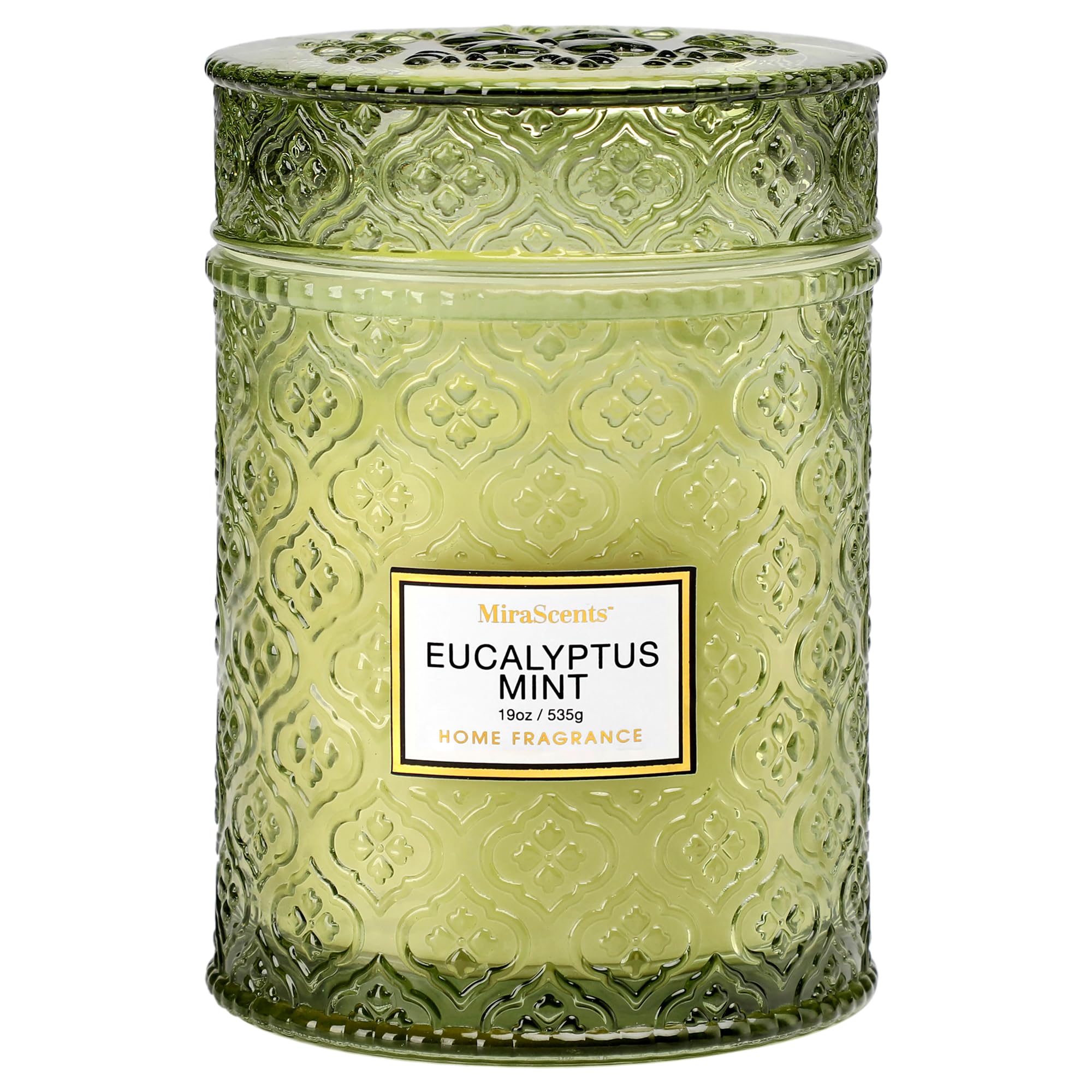 Eucalyptus Mint Scented Candles, Large Natural Soy Candle, 88 Hours Burning Time, Decorative Candles in Glass, Aromatherapy Cand