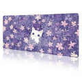 Limkrian Cat Purple Mouse Pad Large Desk Mat, Kawaii Purple Computer Mousepad With Stitched Edges Non-Slip, Keyboard Mouse Pad F