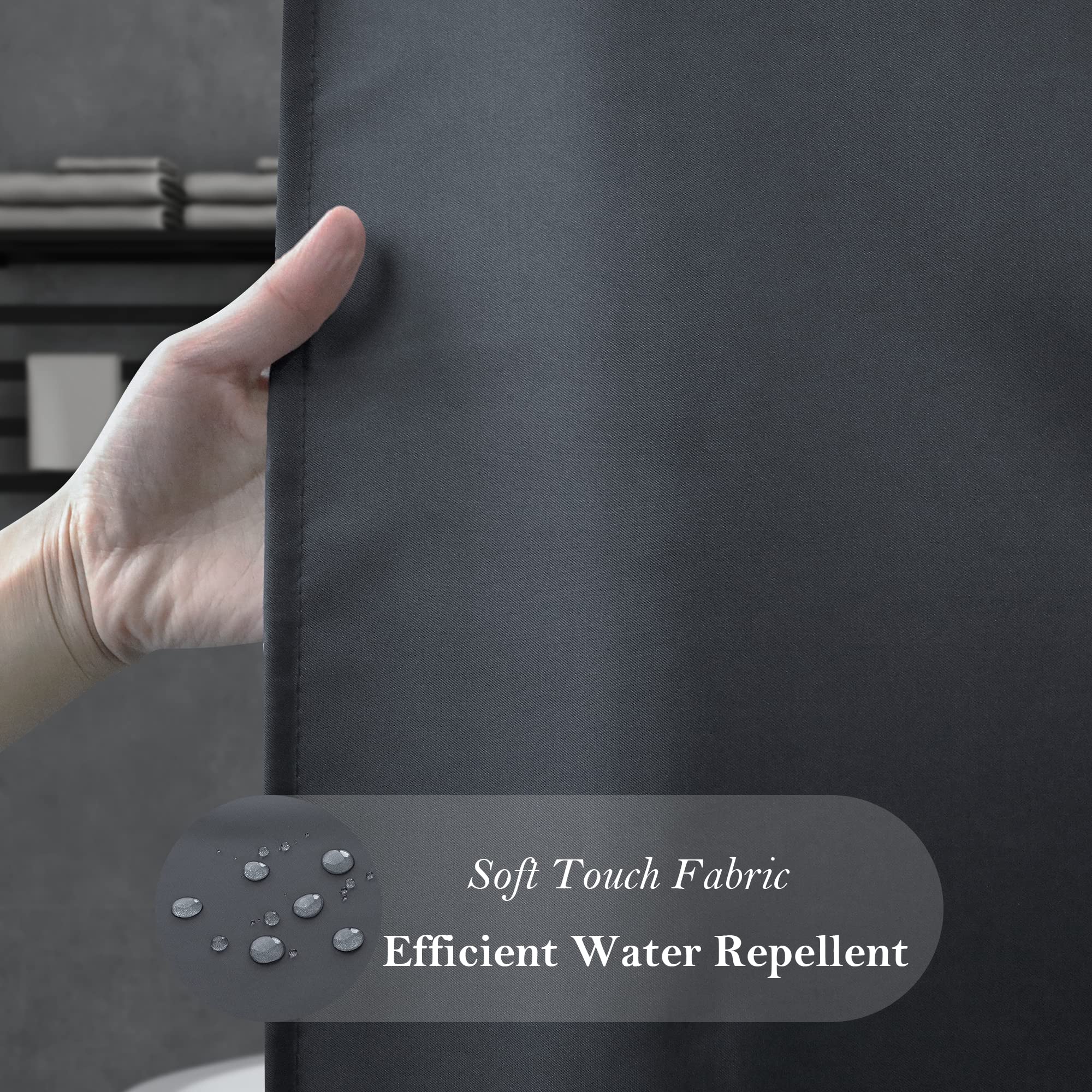 Aoohome Extra Long Shower Curtain 72 Width X 84 Height Inch, Solid Fabric Shower Curtain Liner For Hotel, Waterproof, Dark Grey