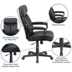 Flash Furniture Raya High Back Black Leathersoft Executive Swivel Office Chair With Slight Mesh Accent And Arms