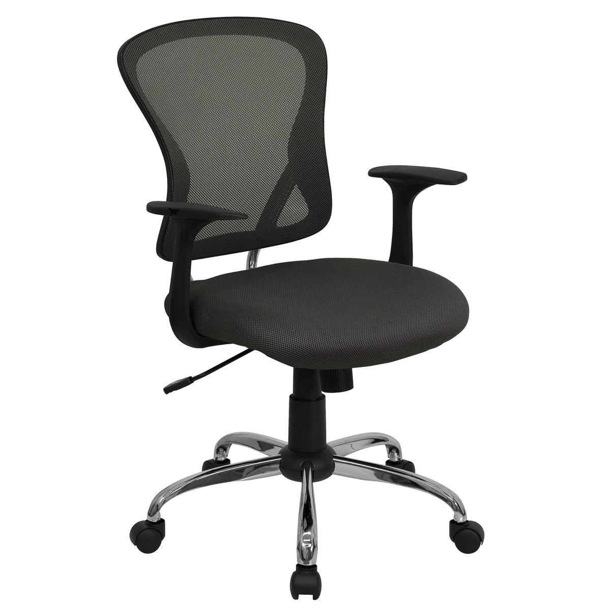 Flash Furniture Alfred Mid-Back Dark Gray Mesh Swivel Task Office Chair with Chrome Base and Arms