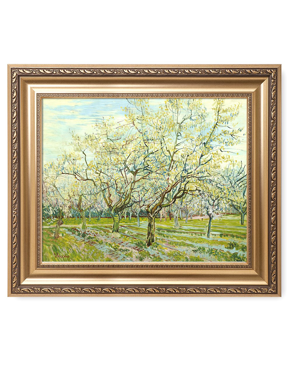 DECORARTS - The White Orchard, Vincent Van Gogh Art Reproduction. Giclee Prints Match with Golden Framed for Wall Decor. Picture