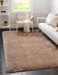Rugs.com Infinity Collection Solid Shag Area Rug 3 x 5 Khaki Shag Rug Perfect for Living Rooms, Large Dining Rooms, Open Floor