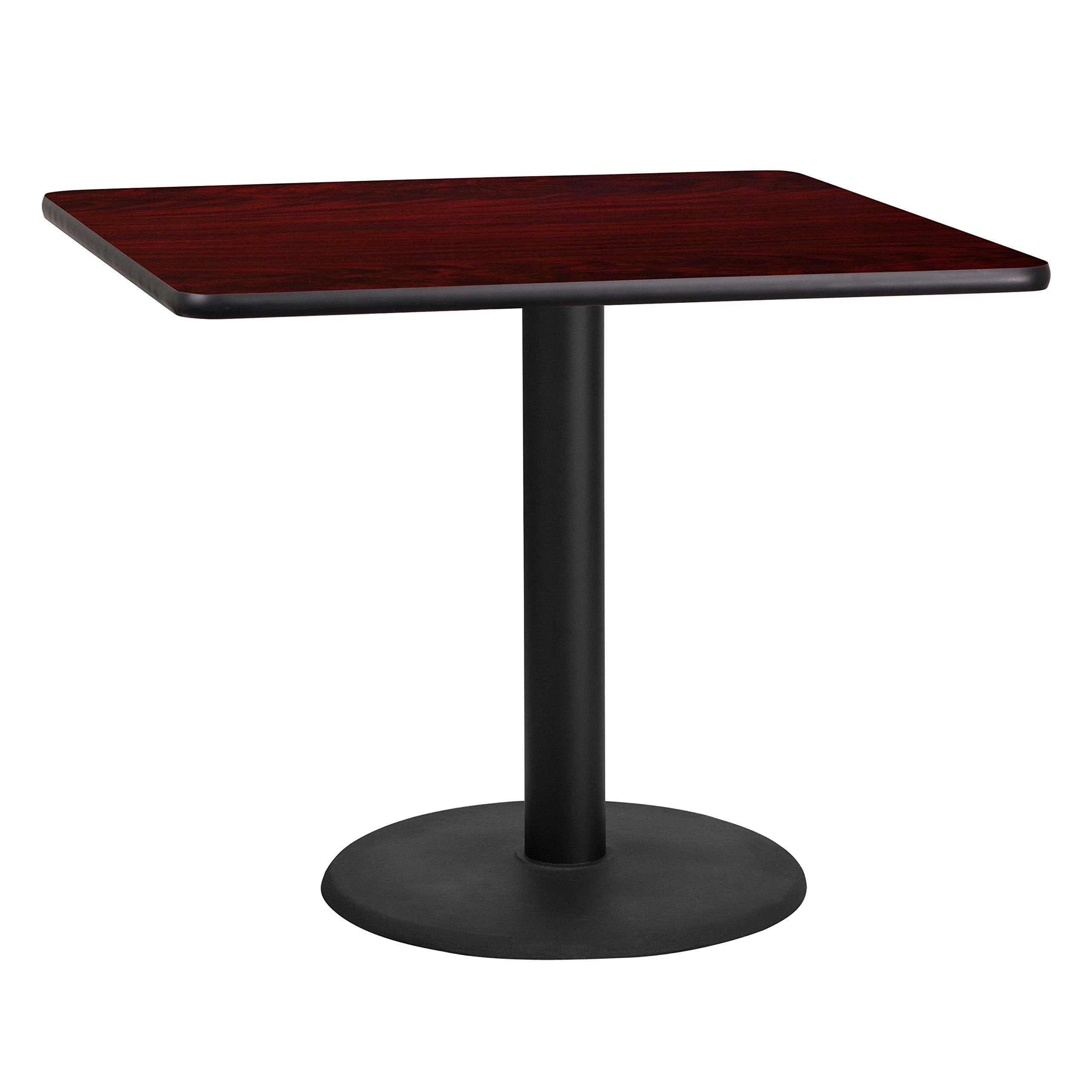Flash Furniture Graniss 36'' Square Mahogany Laminate Table Top With 24'' Round Table Height Base