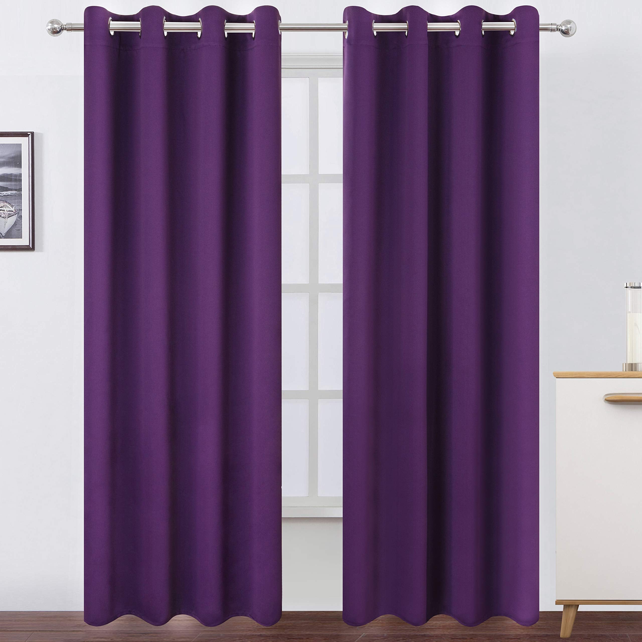 Lemomo Purple Thermal Blackout Curtains/52 X 95 Inch/Set Of 2 Panels Room Darkening Curtains For Bedroom