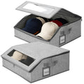 Skdqiee 2 Pcs Large Capacity Hat Storage Boxes, 16.53 x 15.75 x 7.08 in Baseball Cap Organizer with Clear Window for Closet Shel