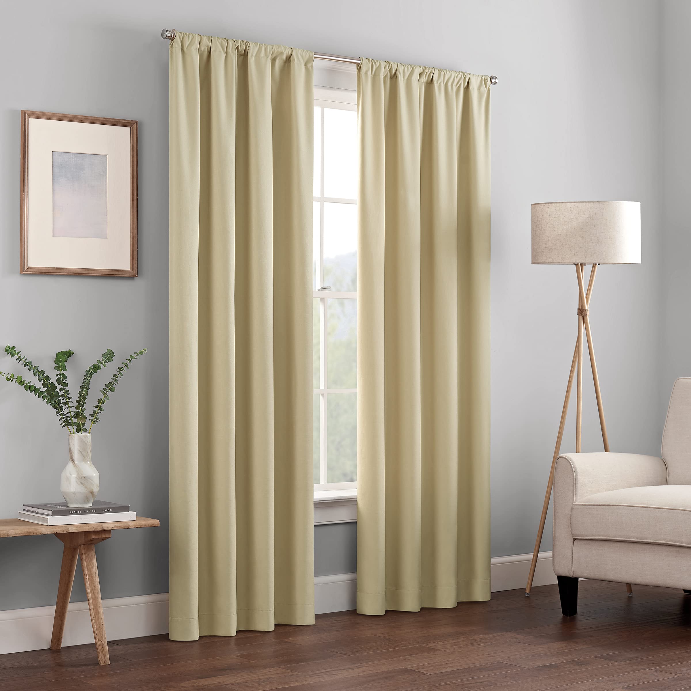 Eclipse Kendall Modern Blackout Thermal Rod Pocket Window Curtain For Bedroom Or Living Room (1 Panel), 42 X 95, Cafe