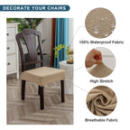 Genina Waterproof Seat Covers For Dining Room Chair Covers Waterproof Dining Chair Covers (2 Pcs-Rear-Gapped, Khaki)