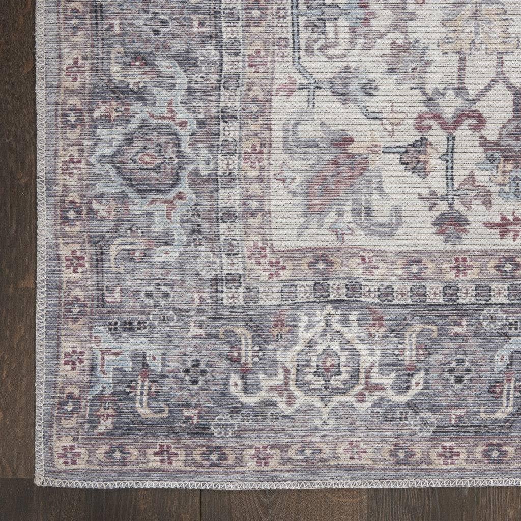 HomeRoots 522536 8 x 10 ft. Gray Floral Power Loom Distressed Rectangle Traditional Area Rug