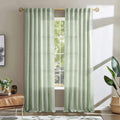 Sage Green 102 Inch Curtains Linen Blend Neutral Drapes For Living Room 2 Panels Semi Sheer Privacy Protection Light Weight Gree
