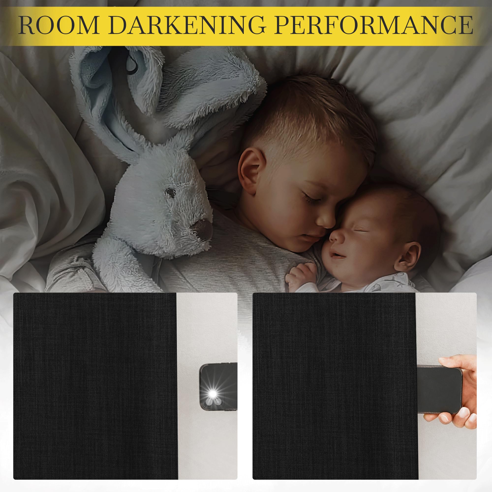Nicetown Black Out 120 Inch Curtains For Living Room, Faux Linen Hook Belt/Rod Pocket/Back Tab Room Darkening Thermal Window Tre
