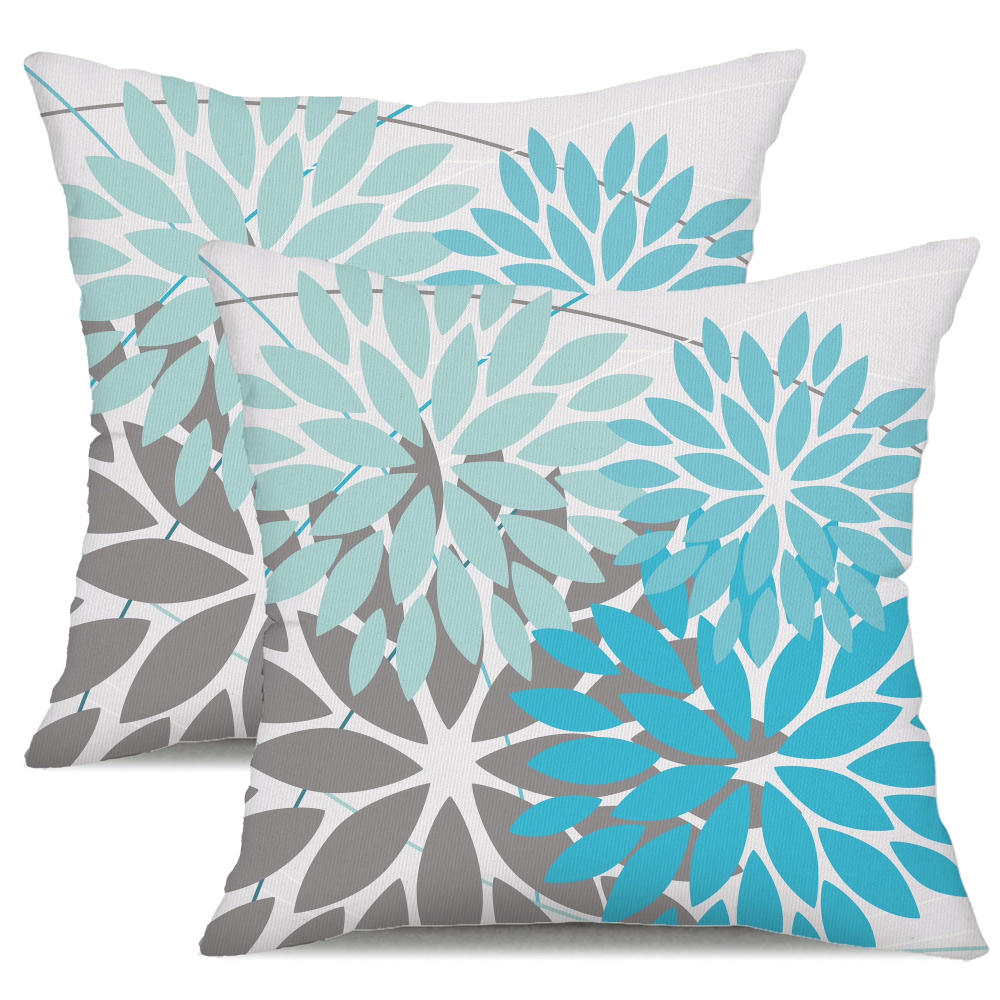 Dfxsz Outdoor Pillow Covers 18X18 Inch Set Of 2 Blue Flower Decorative Waterproof Summer Outdoor Pillow Covers For Patio Funitur