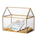 NCYP Glass Card Box for Wedding Reception - 10.2 x 5.9 x 8.2 - House Shape Clear Glass Terrarium Planter, Home Party Tabletop De
