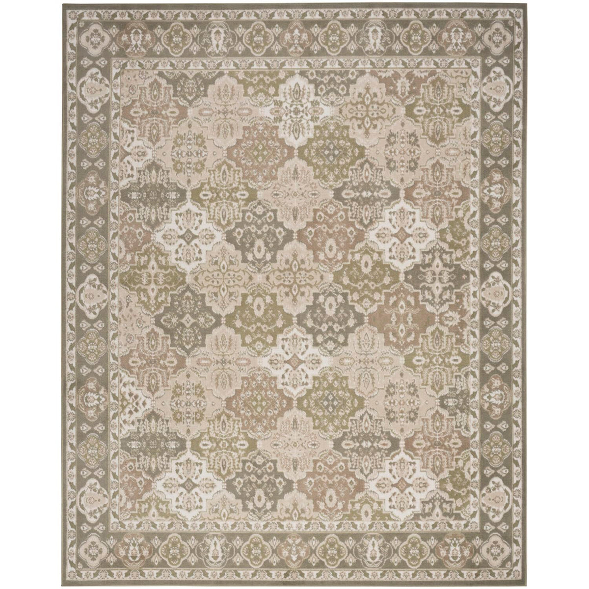Nourison Grafix Traditional Green 7'10' X 9'10' Area Rug, Easy Cleaning, Non Shedding, Bed Room, Living Room, Dining Room, Kit