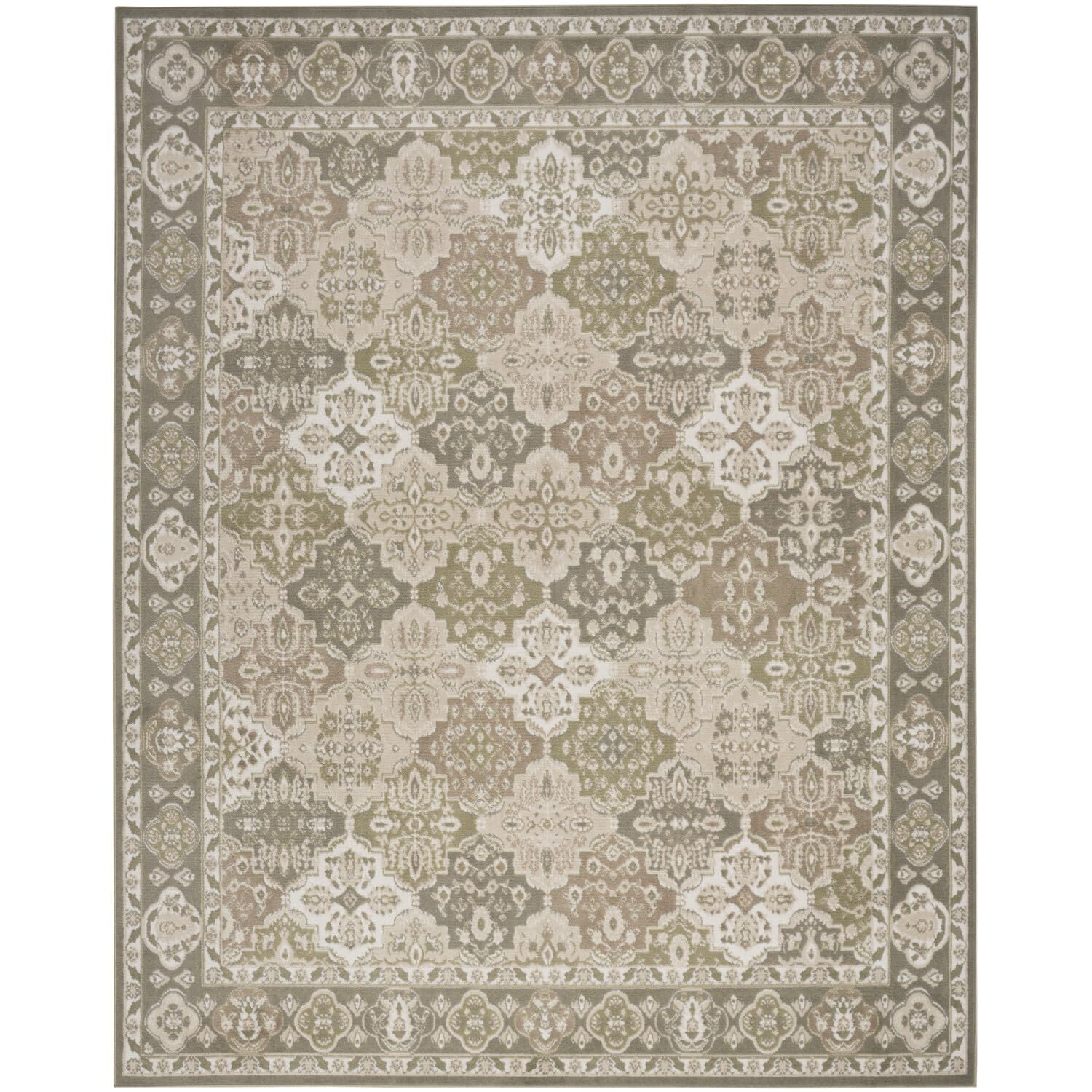 Nourison Grafix Traditional Green 7'10' X 9'10' Area Rug, Easy Cleaning, Non Shedding, Bed Room, Living Room, Dining Room, Kit