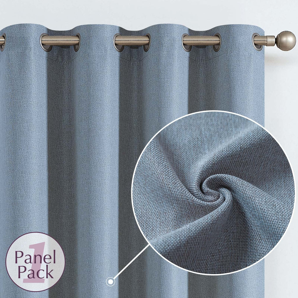 Jinchan Linen Textured 75% Blackout Curtain 72 Inch Length For Living Room Curtain Denim Blue Thermal Insulated Grommet Top Window Drape For Bedroom Curtain 1 Panel Denim Blue