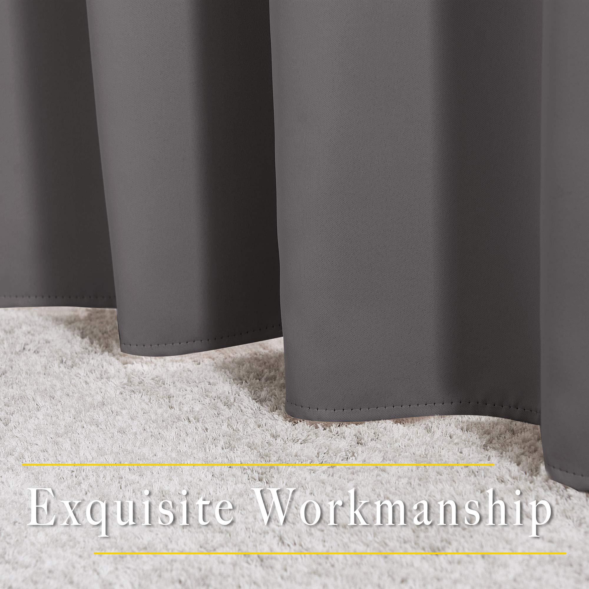 Nicetown Blackout Curtains Panels For Bedroom - 3 Pass Microfiber Noise Reducing Thermal Insulated Solid Ring Top Blackout Windo