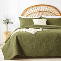 Wuruibo Olive Green Quilt Set King/Cal King Size, Embossing Microfiber Bedspreads With Pillow Sham, Ligthweight Breathable Thin