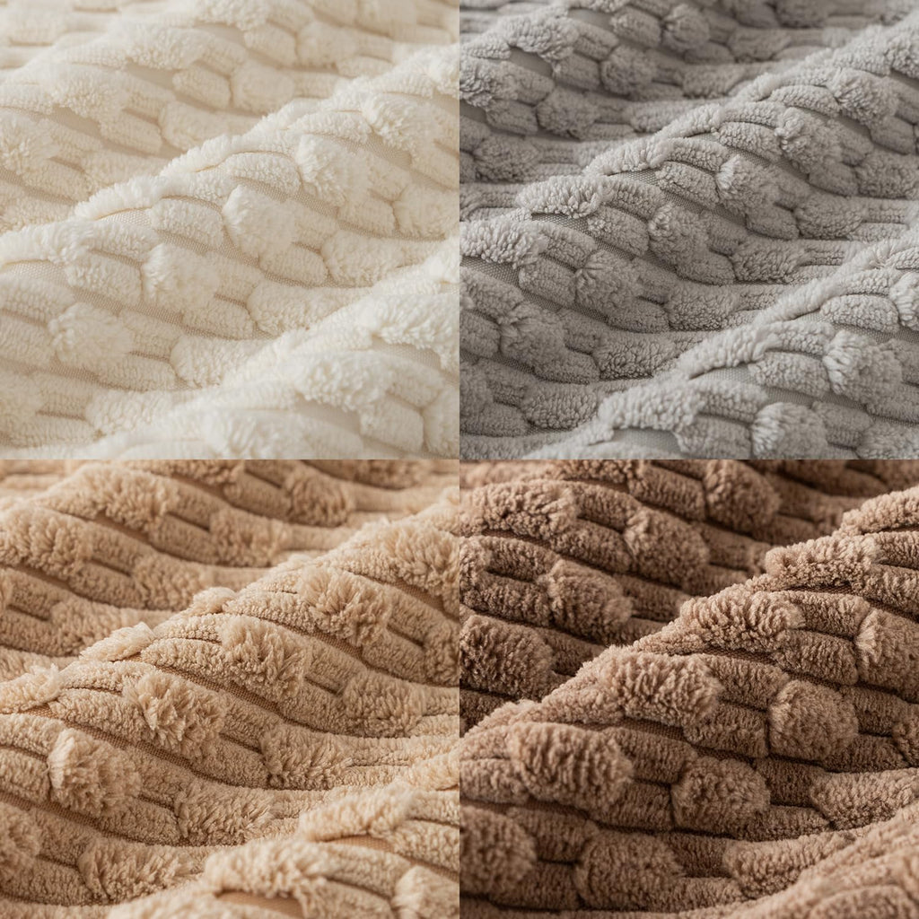 Kevin Textile 4 Packs Neutral Decorative Throw Pillow Covers 18X18 Inch For Living Room Couch Bed Sofa, Rustic Farmhouse Boho Home Decor, Soft Plush Striped Corduroy Square Cushion Case 45X45 Cm