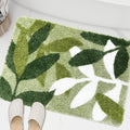 ZebraSmile Sage Bathroom Rugs Green Leaves Microfiber Bath Mat Water Absorbent Bathroom Rug with Non Slip Back for Wash Basin Sh