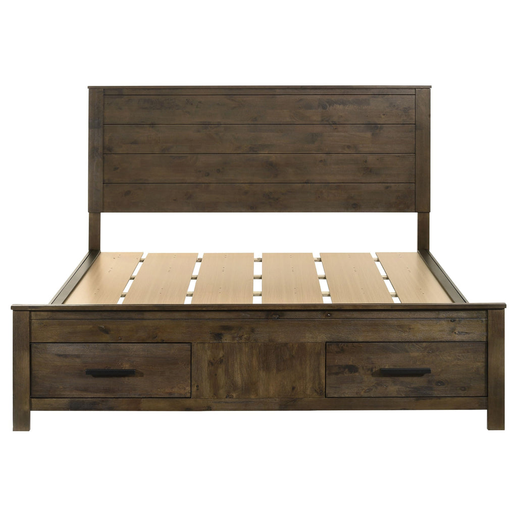Coaster Home Furnishings Woodmont Farmhouse Wood California King Size Storage Panel Bed Frame 54-inch Headboard Rustic Golden Brown 222631KW